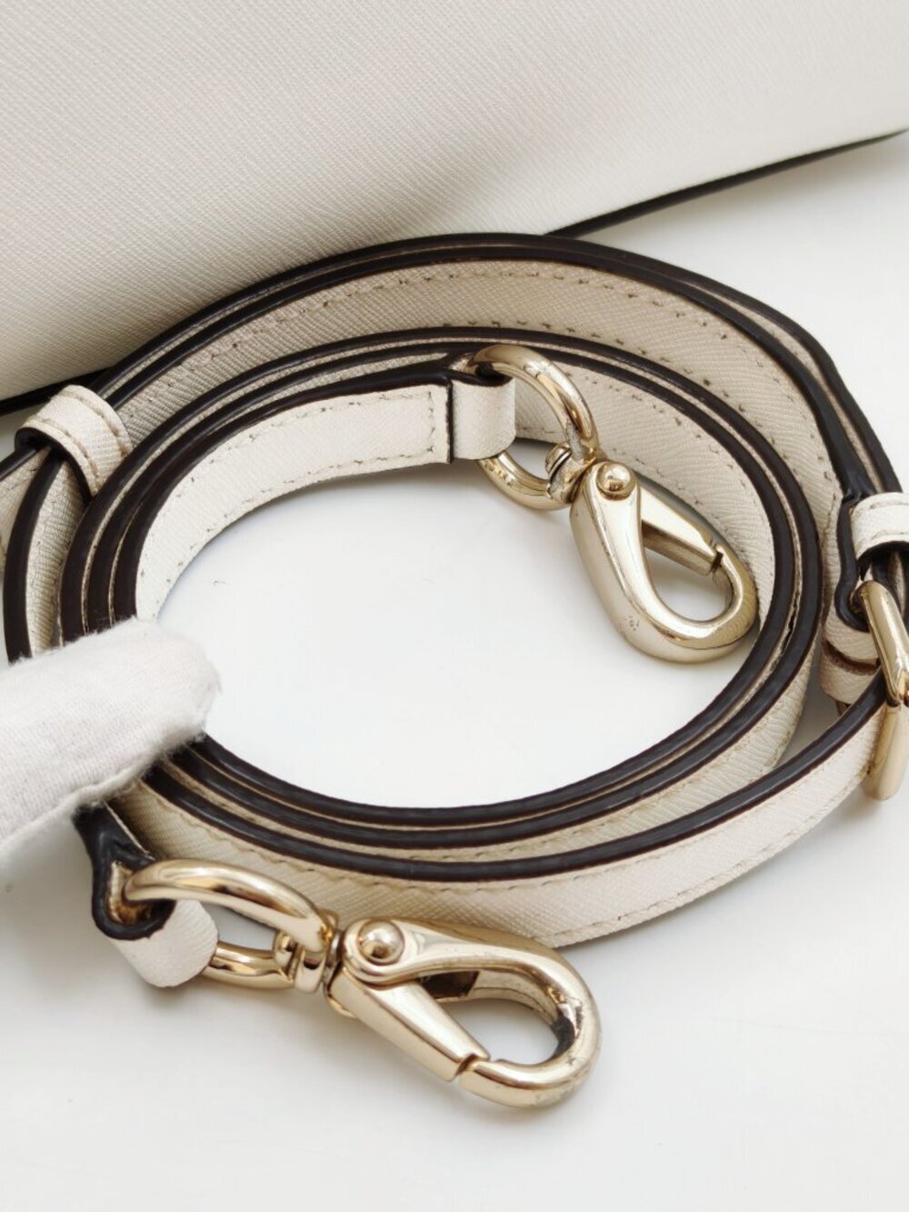 Kate Spade New York Cream Saffiano Leather Satchel Shoulder Bag Crossbody - Picture 6 of 13